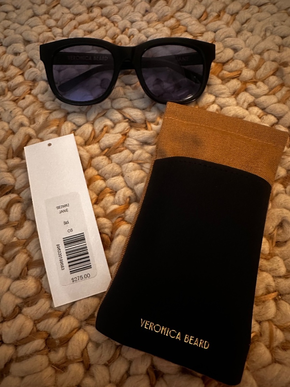 Veronica Beard Jane Square Frame Sunglasses Black BNWT